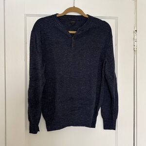 J. Crew Men's Dark Blue Henley Crewneck Sweater